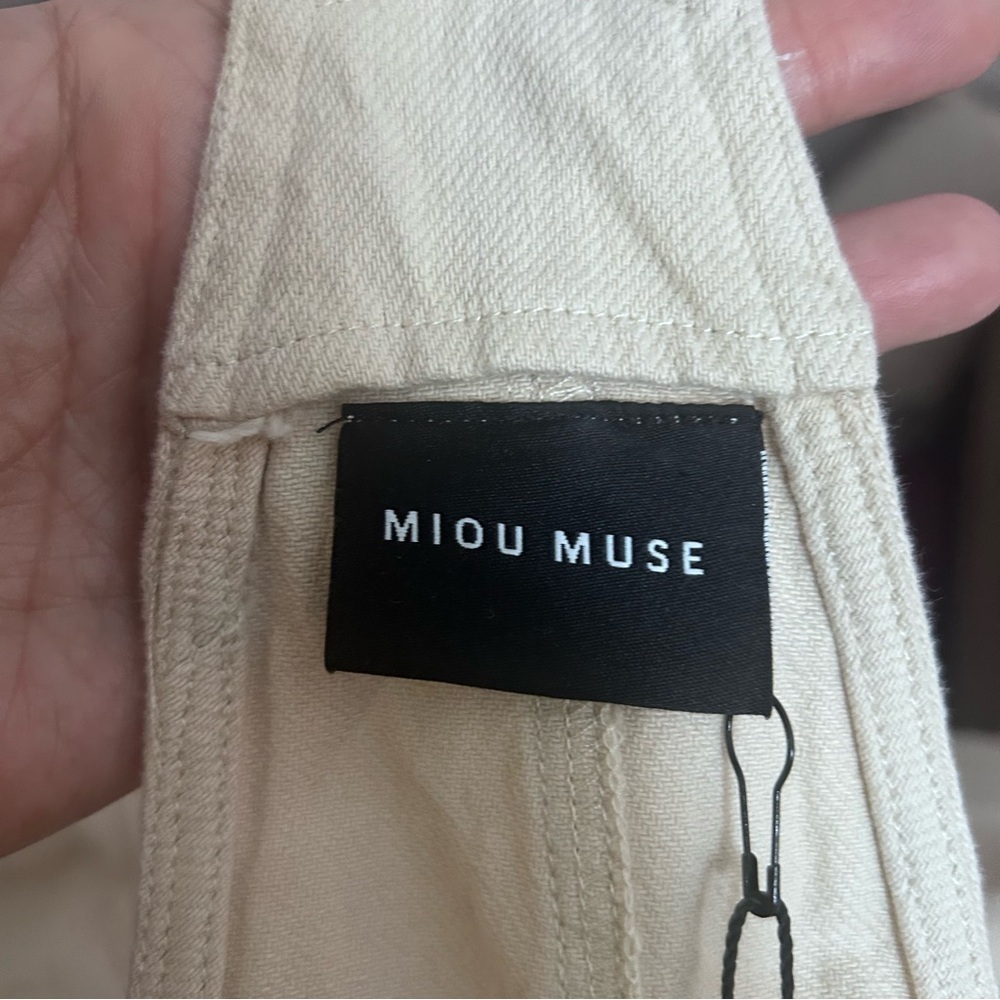 NWT Miou Muse Gemma Cotton Romper L Khaki Tie Strap Boho Resort Jumpsuit - Picture 6 of 12
